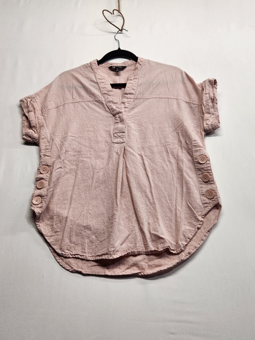 ⭐️Original Nicole Miller Pink Linen Cotton Blend Boho Tunic Blouse Shirt Small